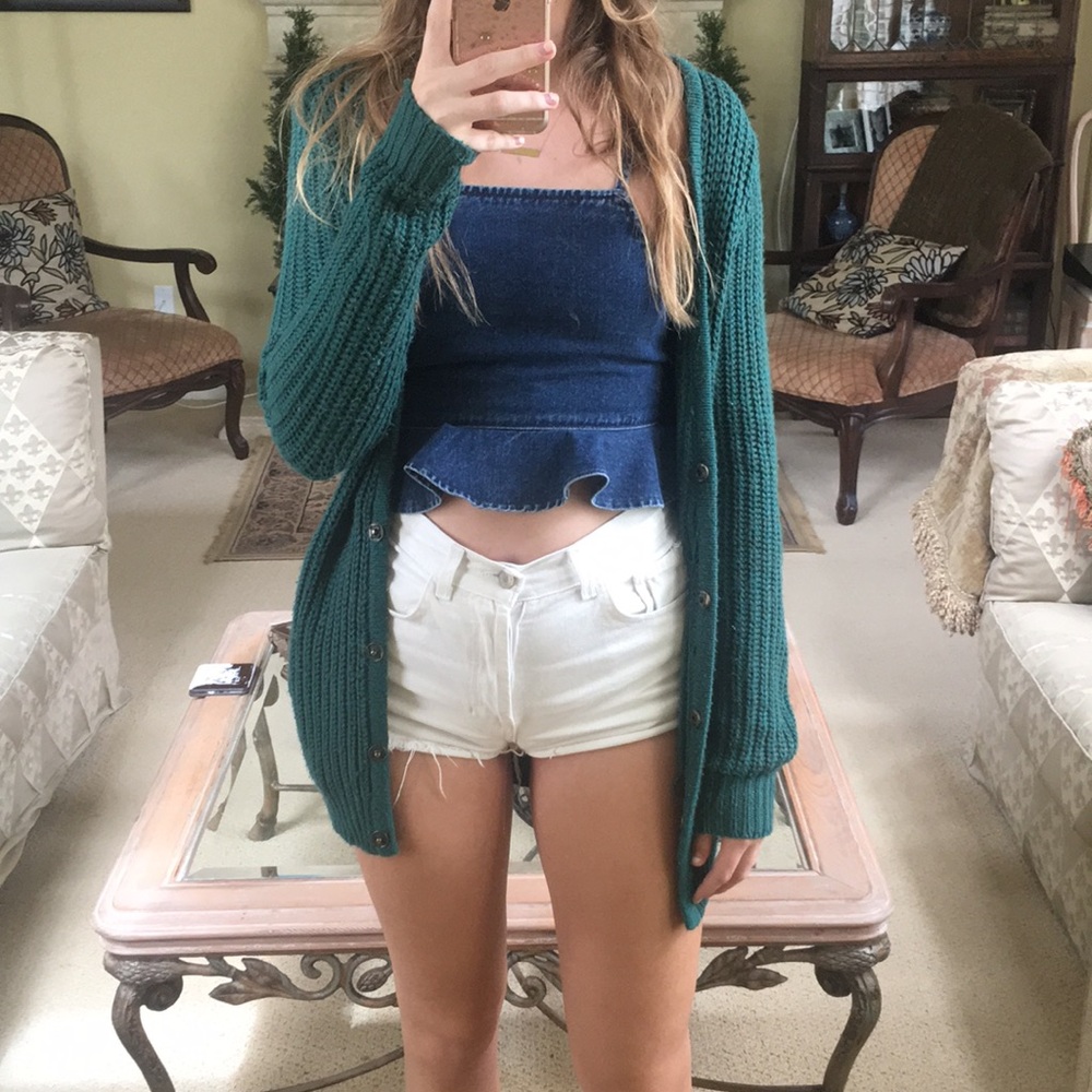 Urban Outfitters emerald green knit cardigan
